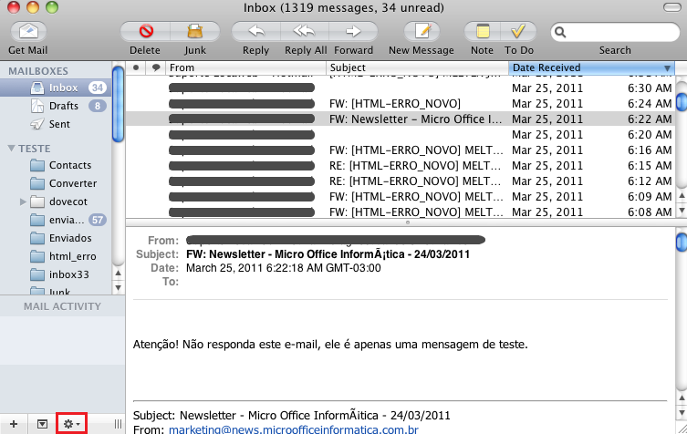 Imagem meramente ilustrativa. Efetue o procedimento em seu Apple Mail